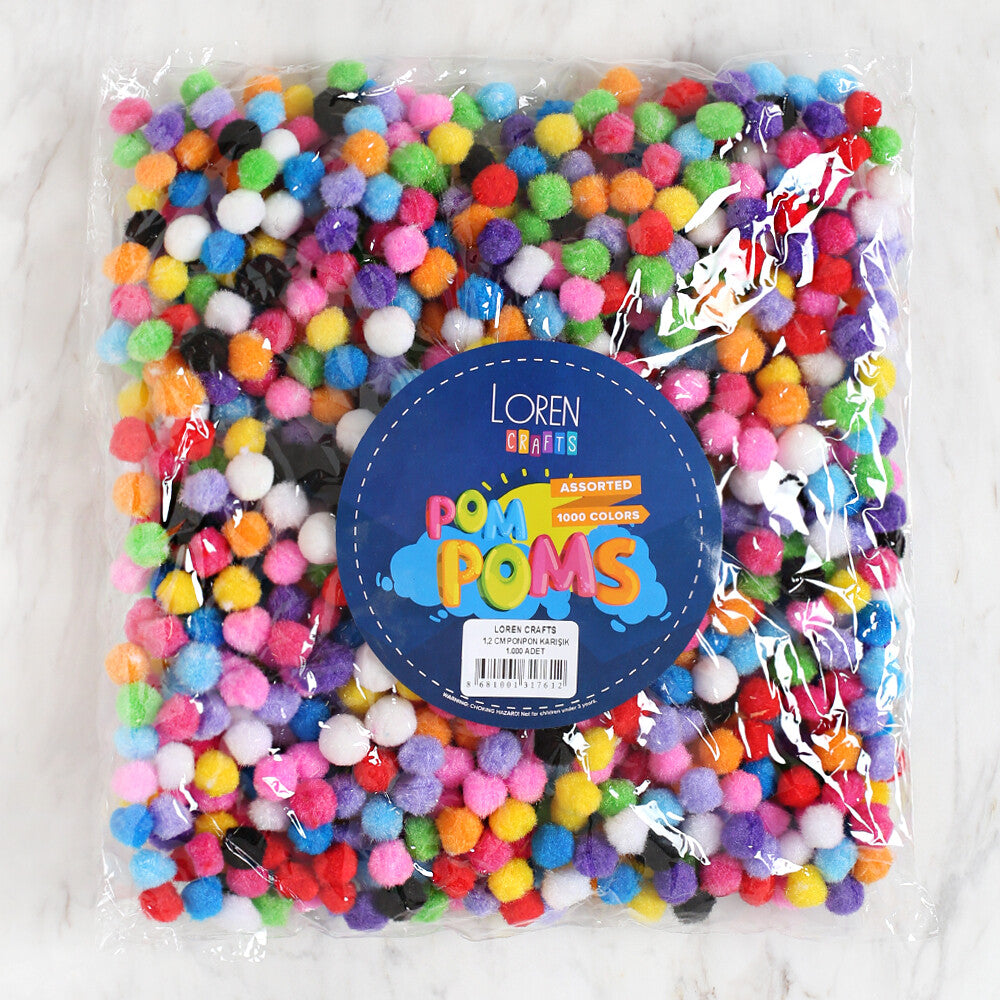 LOREN CRAFTS 1,2 CM 1000 ADET KARIŞIK PONPON